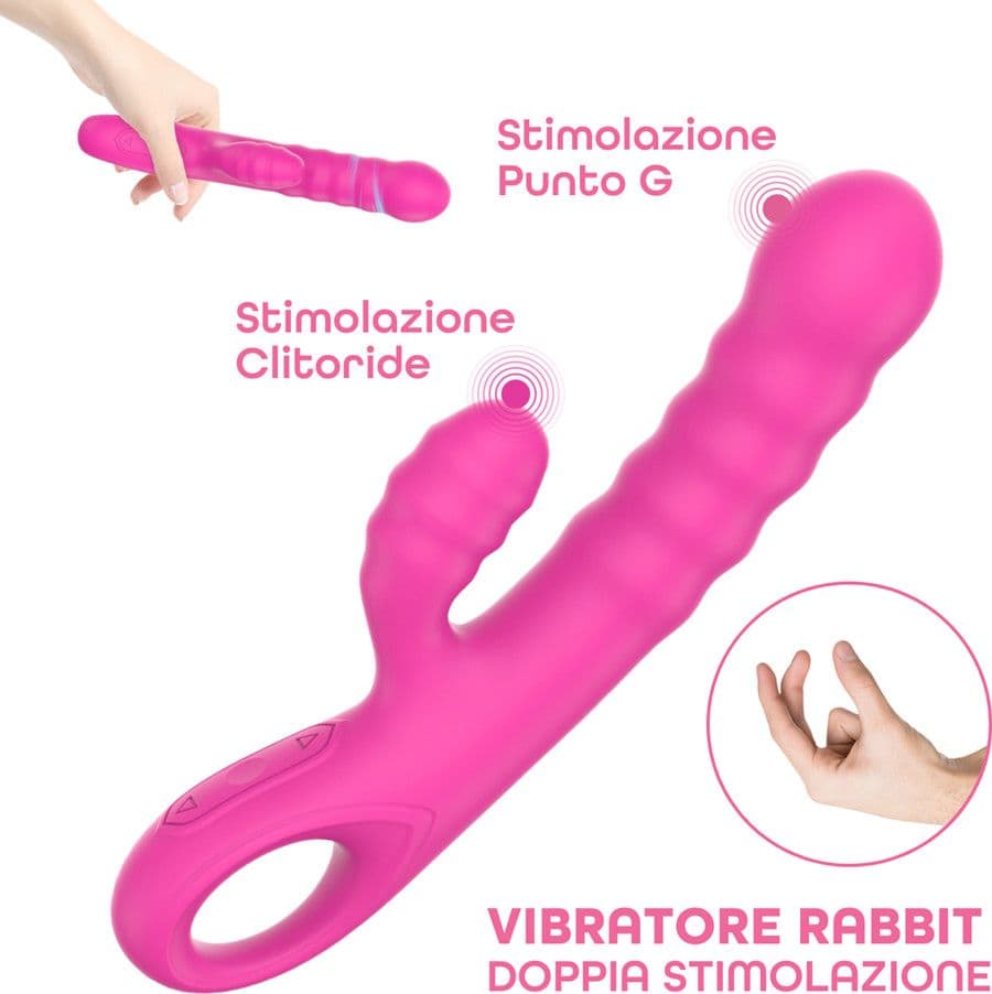 Vibratore Rabbit Doppia Stimolazione Punto G Clitoride in Silicone Ricaricabile - 2