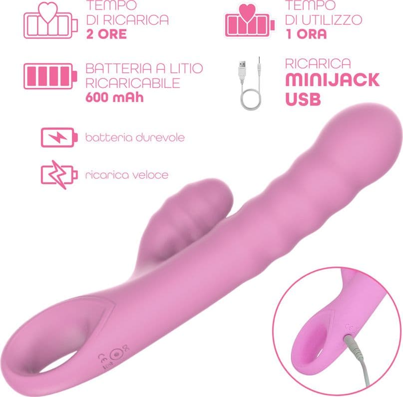 Vibratore Rabbit Doppia Stimolazione Punto G Clitoride in Silicone Ricaricabile - 11