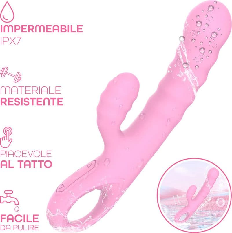 Vibratore Rabbit Doppia Stimolazione Punto G Clitoride in Silicone Ricaricabile - 12