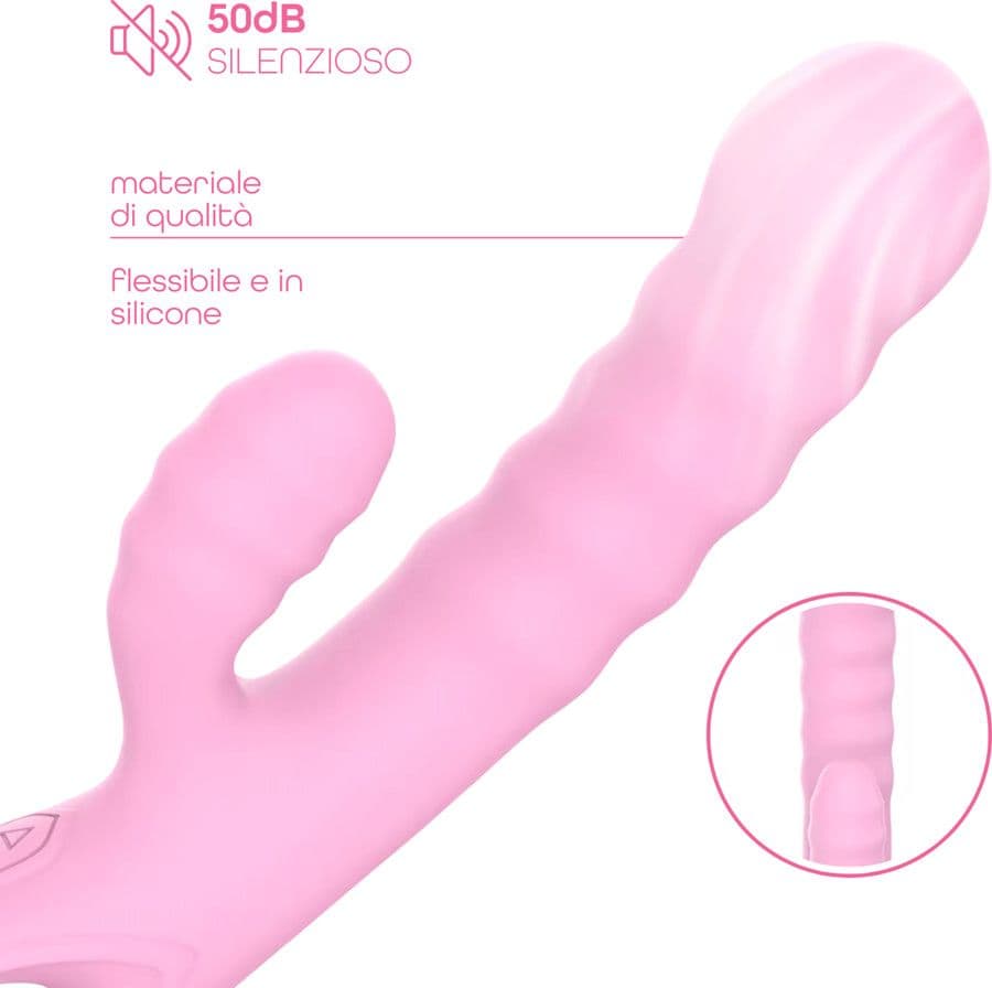 Vibratore Rabbit Doppia Stimolazione Punto G Clitoride in Silicone Ricaricabile - 17