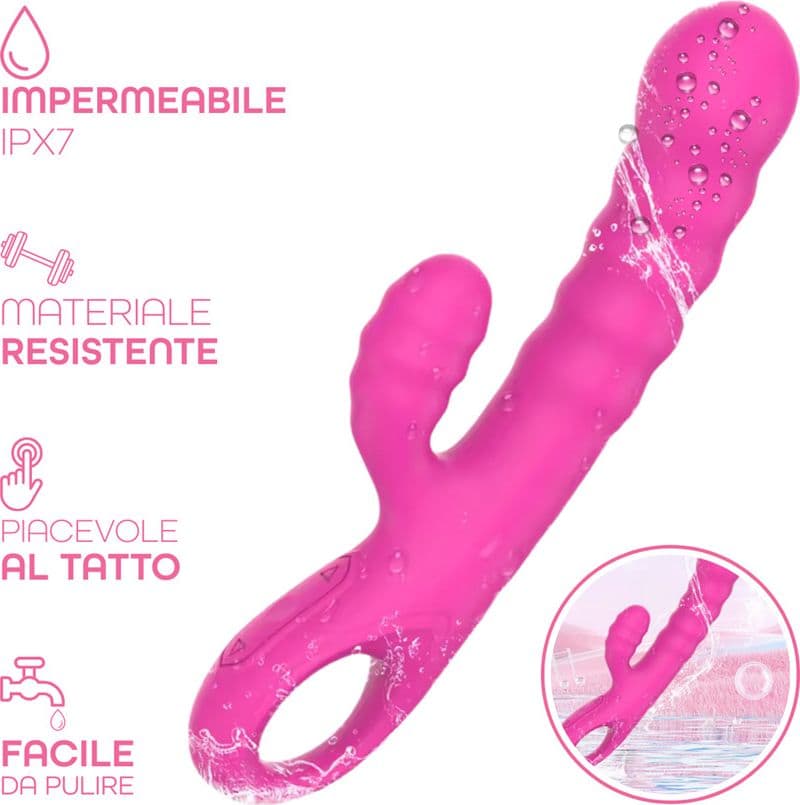 Vibratore Rabbit Doppia Stimolazione Punto G Clitoride in Silicone Ricaricabile - 5