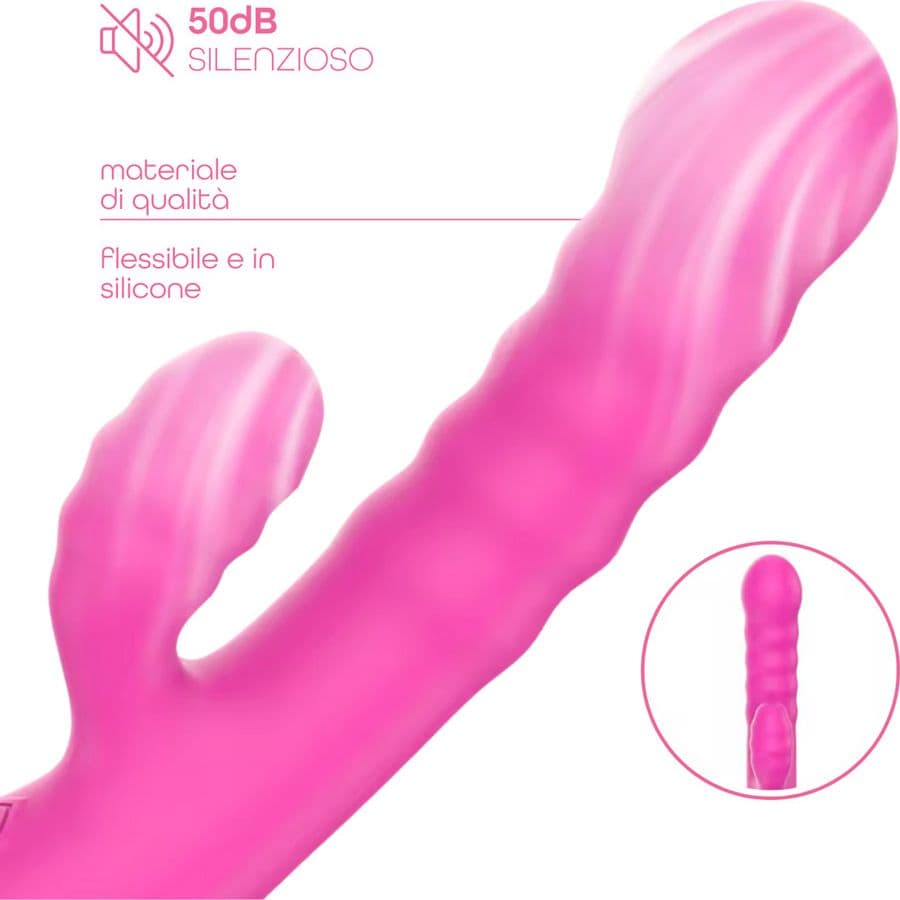 Vibratore Rabbit Doppia Stimolazione Punto G Clitoride in Silicone Ricaricabile - 6