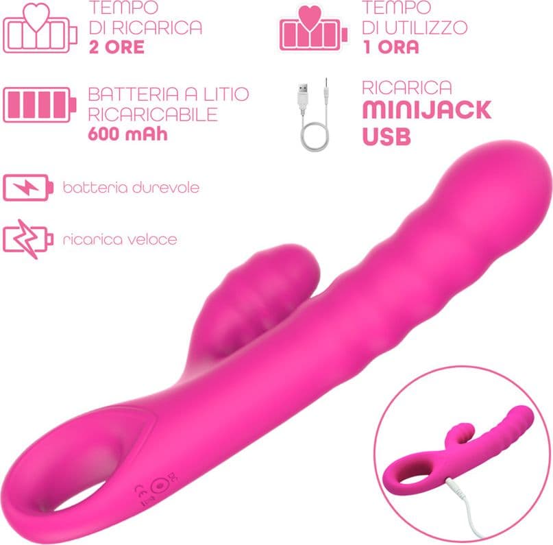 Vibratore Rabbit Doppia Stimolazione Punto G Clitoride in Silicone Ricaricabile - 8