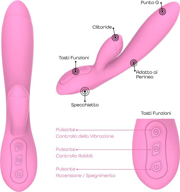 Vibratore Rabbit con Doppia Stimolazione Punto G e Clitoride in Silicone Sex Toy - 11