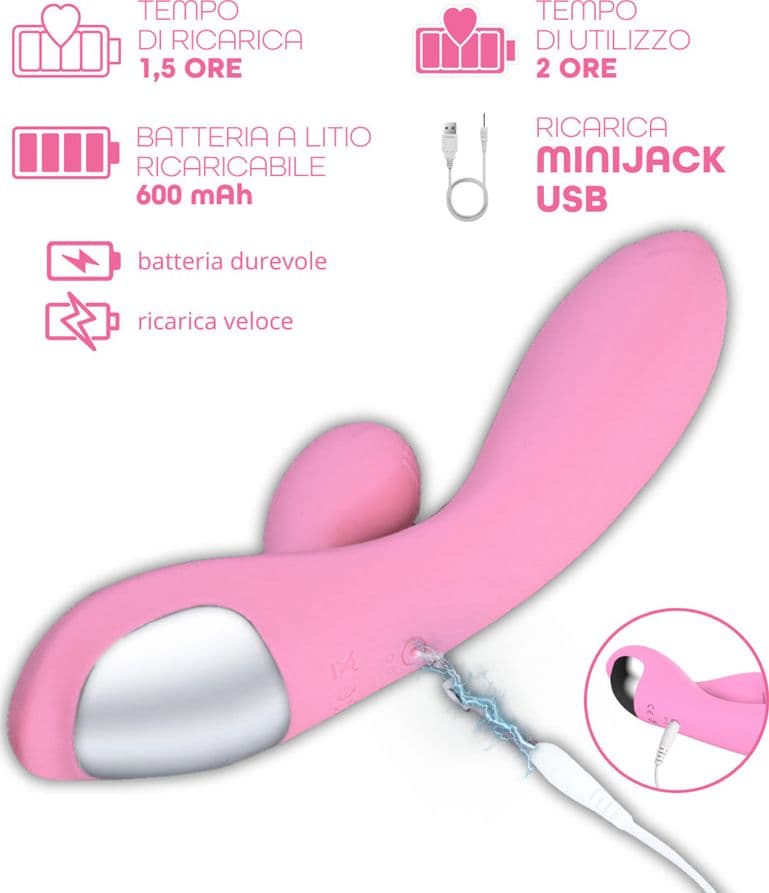 Vibratore Rabbit con Doppia Stimolazione Punto G e Clitoride in Silicone Sex Toy - 14