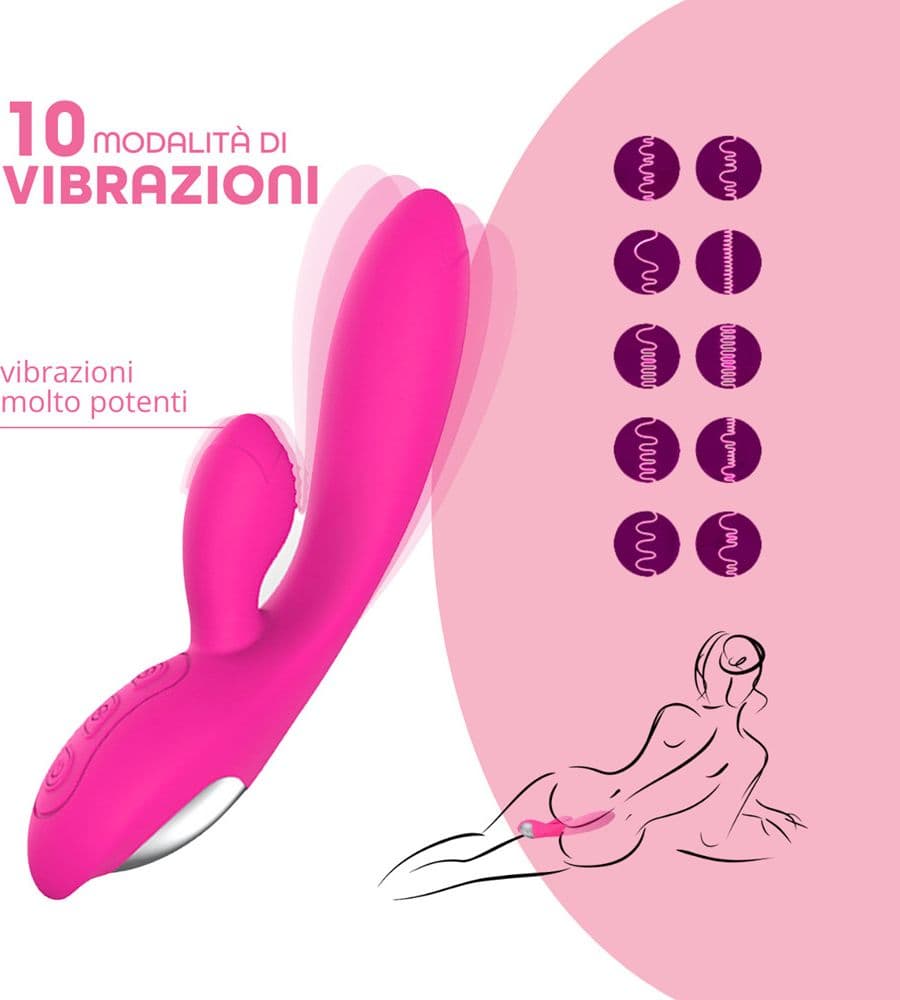 Vibratore Rabbit con Doppia Stimolazione Punto G e Clitoride in Silicone Sex Toy - 5
