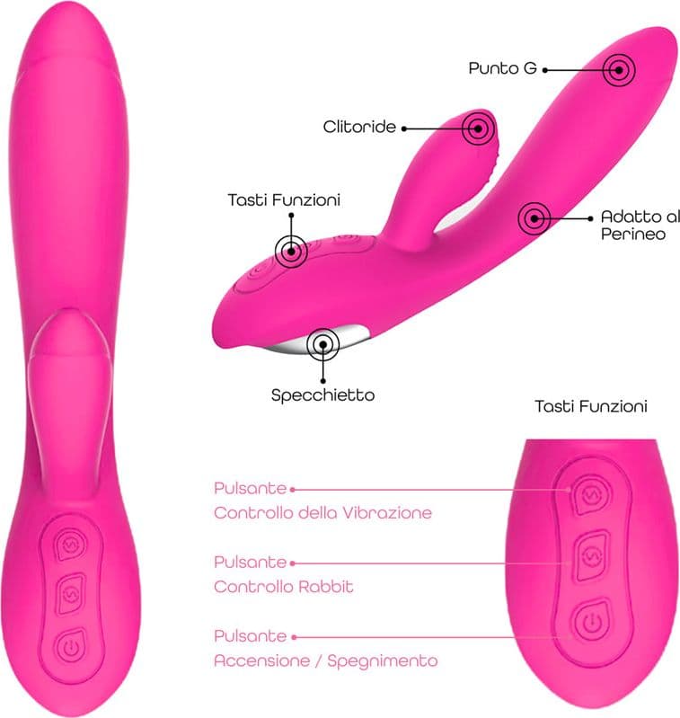 Vibratore Rabbit con Doppia Stimolazione Punto G e Clitoride in Silicone Sex Toy - 8