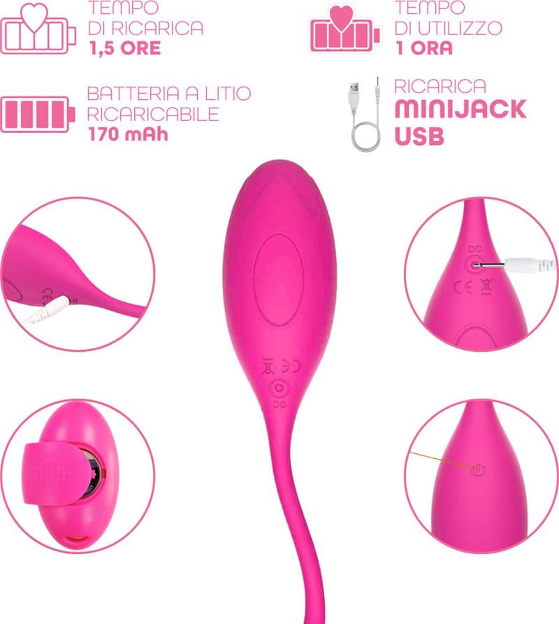 Ovetto Vibrante con Telecomando Vibratore Clitoride a 10 Modalità in Silicone - 9