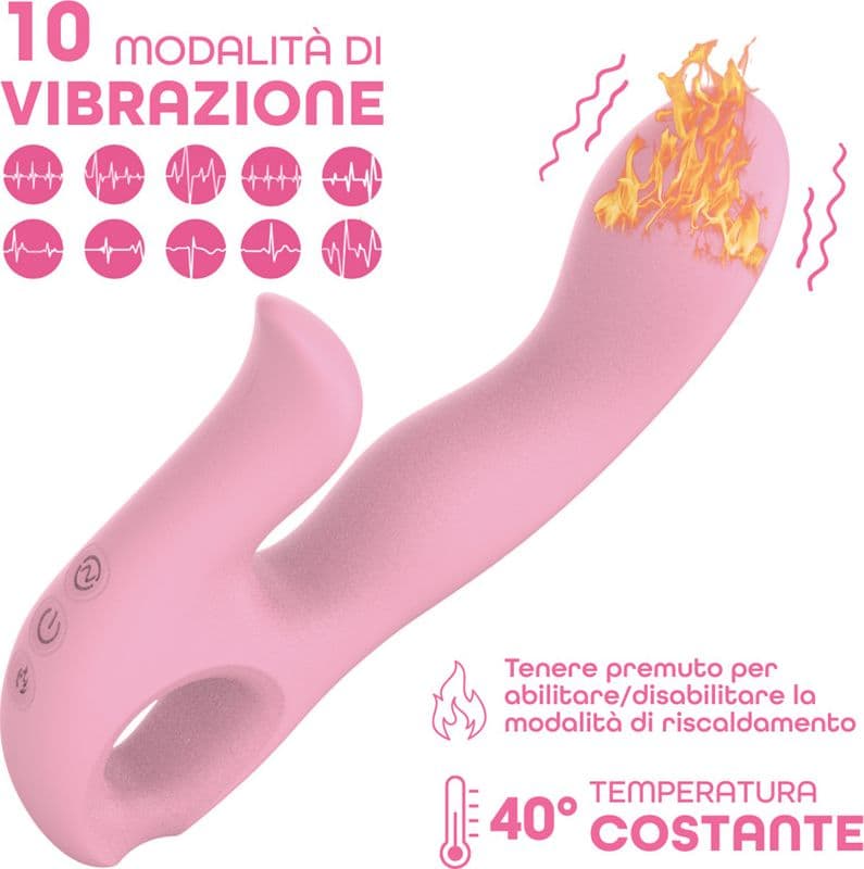 Vibratore Rabbit Riscaldante Doppia Stimolazione Clitoride e Punto G 10 Modalità - 12