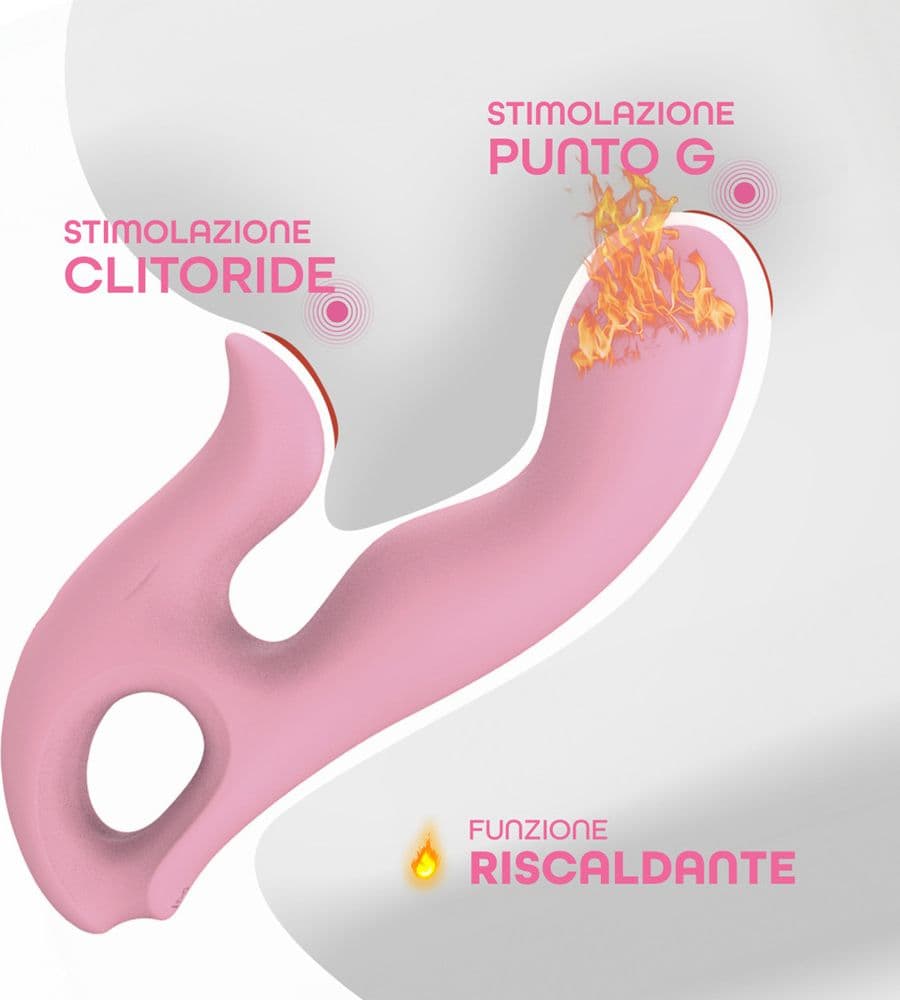Vibratore Rabbit Riscaldante Doppia Stimolazione Clitoride e Punto G 10 Modalità - 13