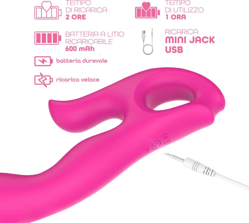 Vibratore Rabbit Riscaldante Doppia Stimolazione Clitoride e Punto G 10 Modalità - 8