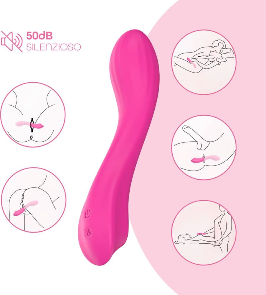 Vibratore Punto G Riscaldante in Silicone con 10 Modalità di Vibrazione Sex Toy - 8