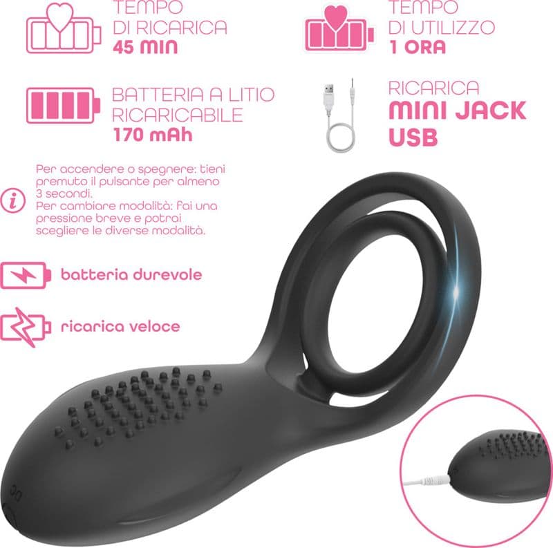 Anello Vibrante per Pene in Silicone con 10 Modalità Ricaricabile Silenzioso - 13