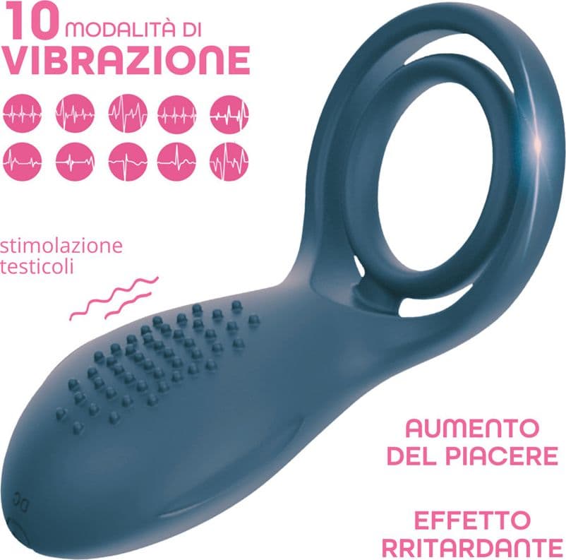 Anello Vibrante per Pene in Silicone con 10 Modalità Ricaricabile Silenzioso - 6
