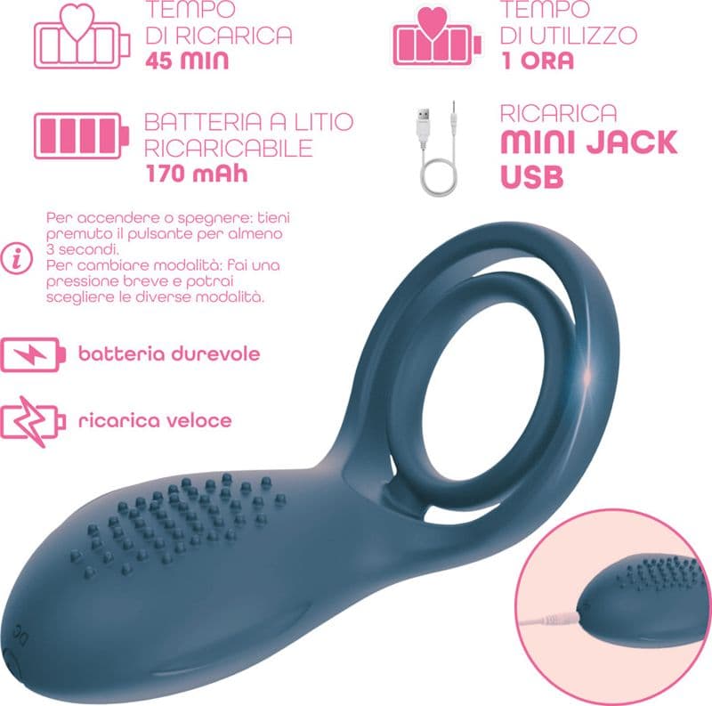 Anello Vibrante per Pene in Silicone con 10 Modalità Ricaricabile Silenzioso - 8