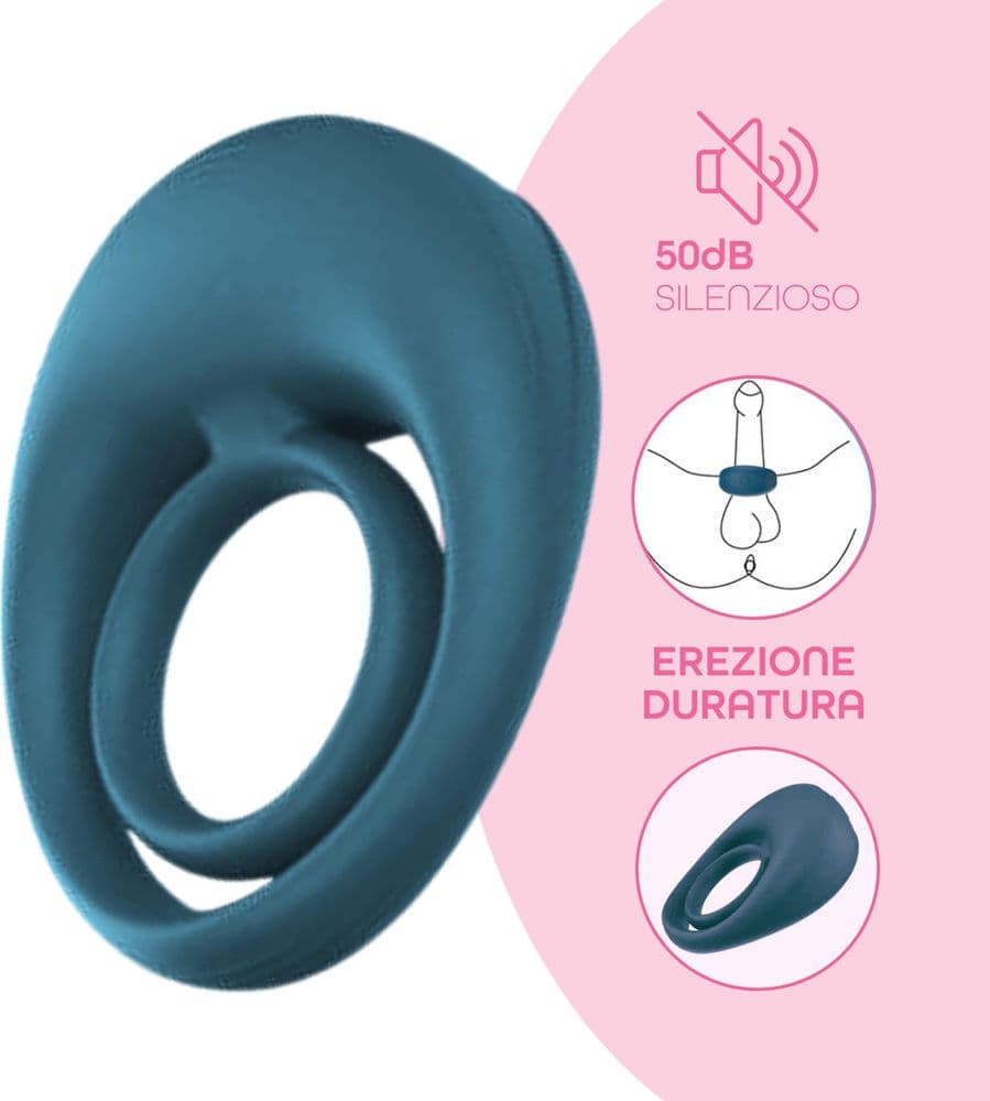 Anello Fallico Vibrante per Pene Stimolatore Clitoride Ritardante in Silicone USB - 14