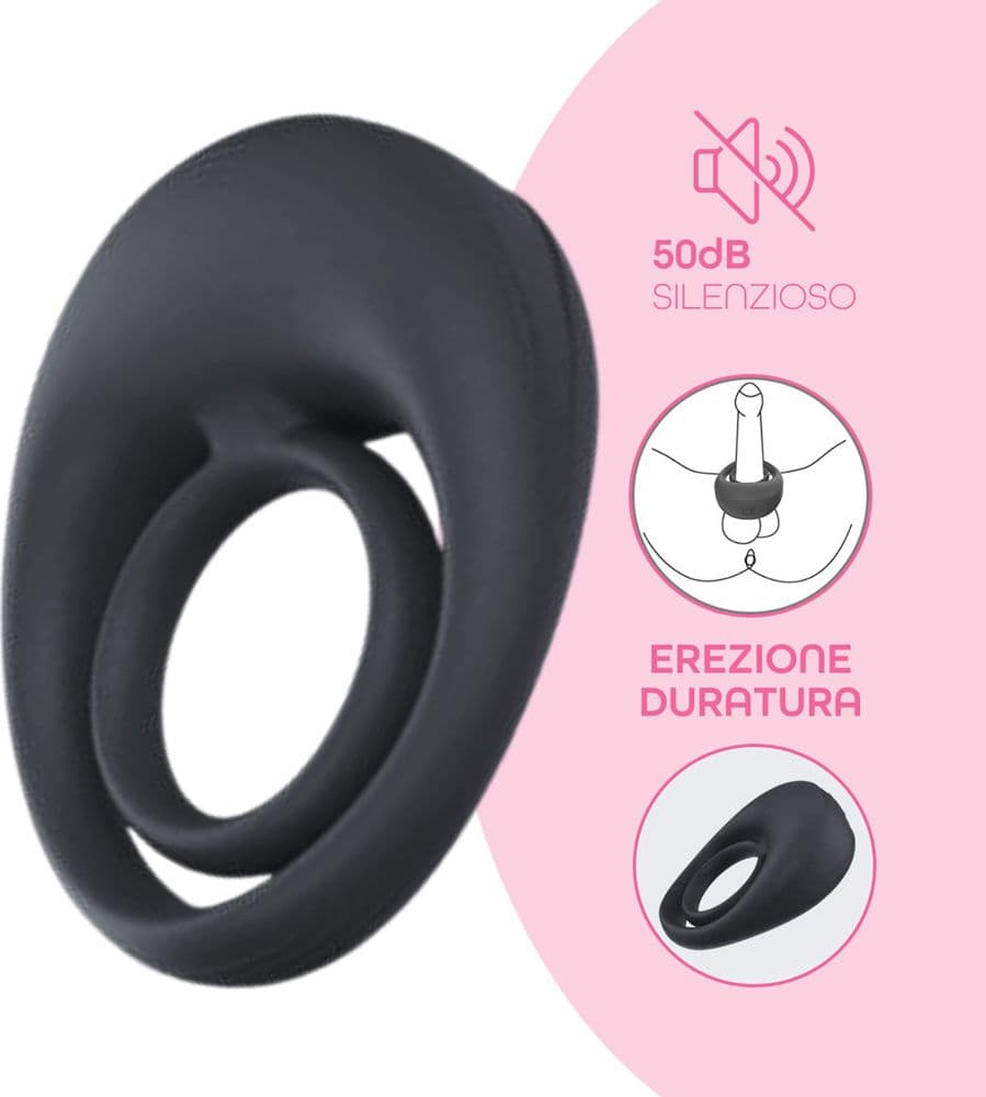 Anello Fallico Vibrante per Pene Stimolatore Clitoride Ritardante in Silicone USB - 4