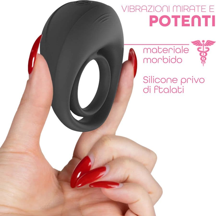 Anello Fallico Vibrante per Pene Stimolatore Clitoride Ritardante in Silicone USB - 9