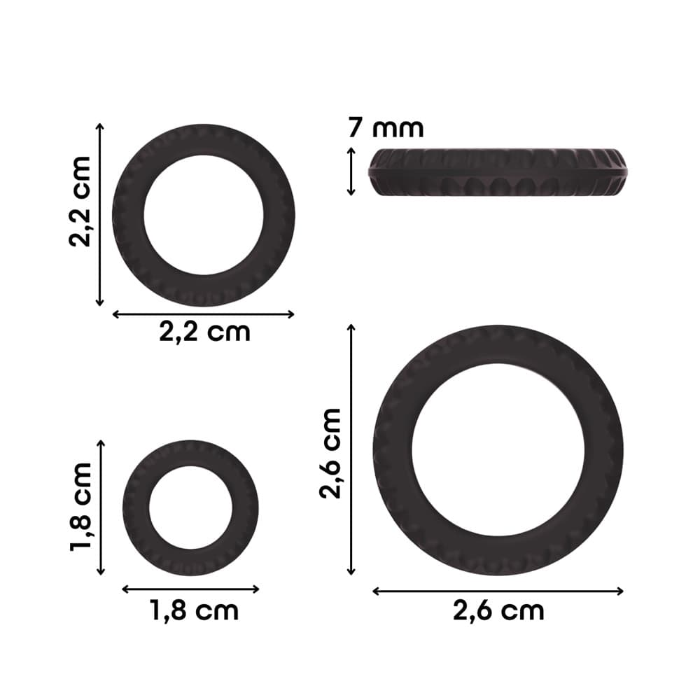 Set 3 Anelli Fallici Cockring in Silicone Effetto Ritardante Elastici per Pene - 3