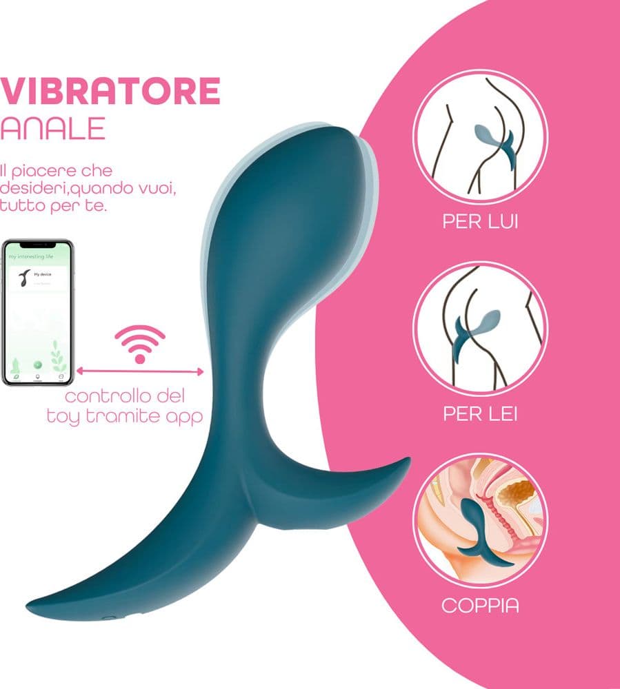 Vibratore Anale Massaggiatore Prostatico Controllo con App in Silicone Morbido - 14