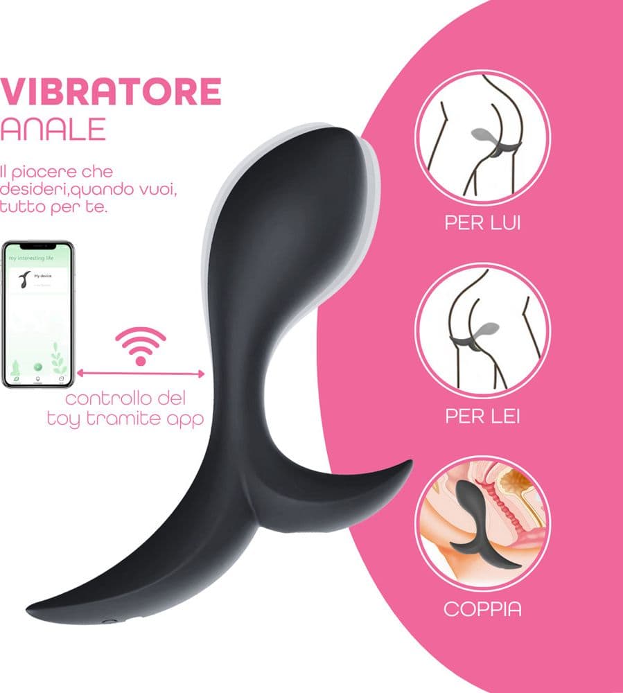 Vibratore Anale Massaggiatore Prostatico Controllo con App in Silicone Morbido - 9