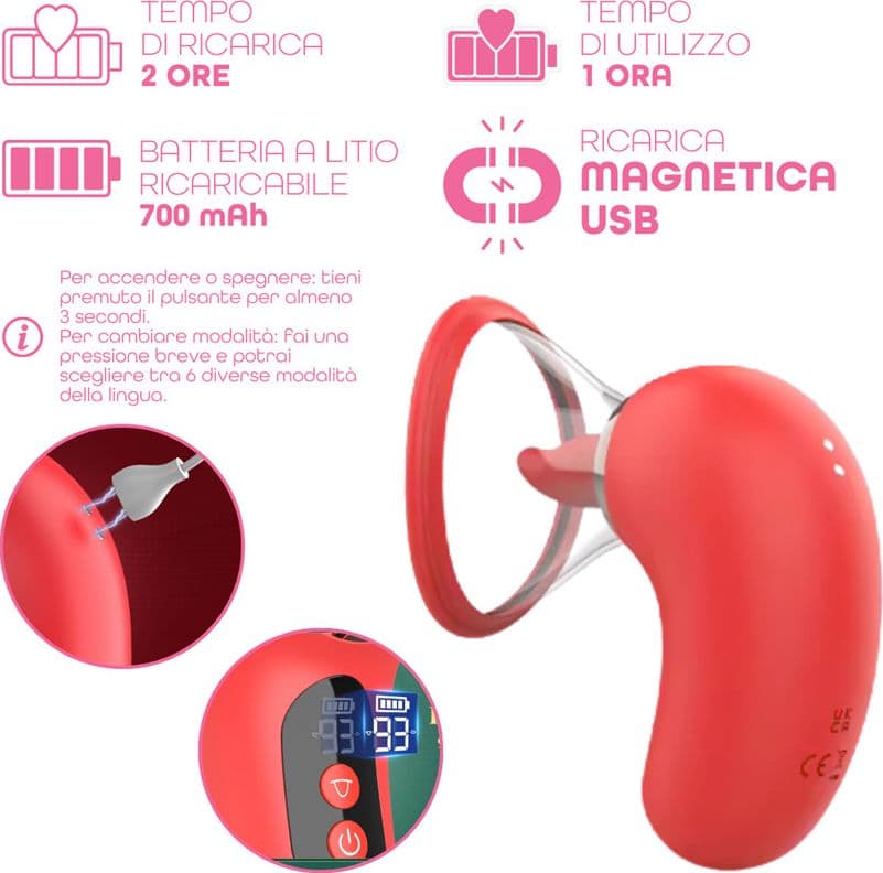 Succhia Clitoride Vibratore con Lingua in Silicone Controllo Remoto App Sex Toy - 5