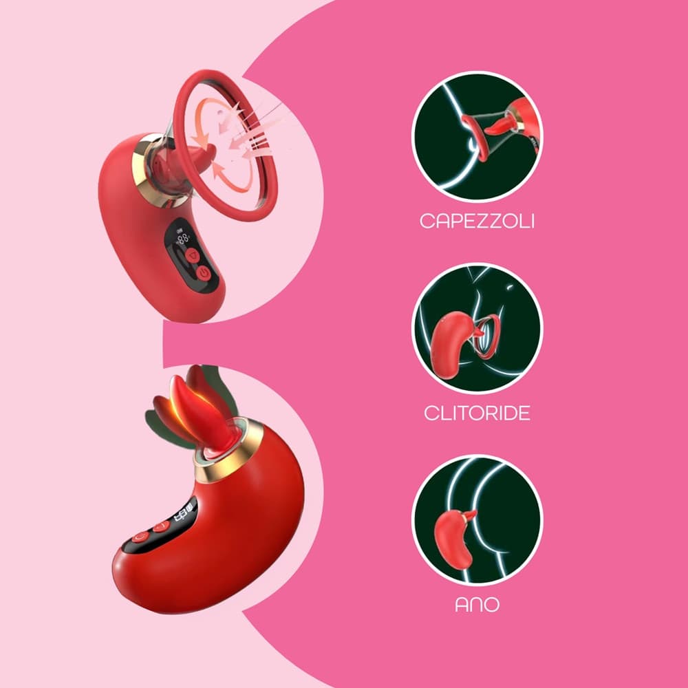Succhia Clitoride Vibratore con Lingua in Silicone Controllo Remoto App Sex Toy - 8