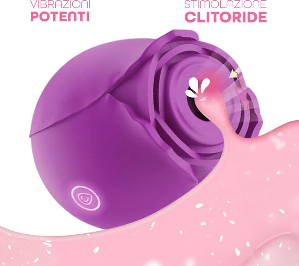 Succhia Clitoride Vibratore a Forma di Rosa Stimolatore con Suzione e Vibrazione - 13