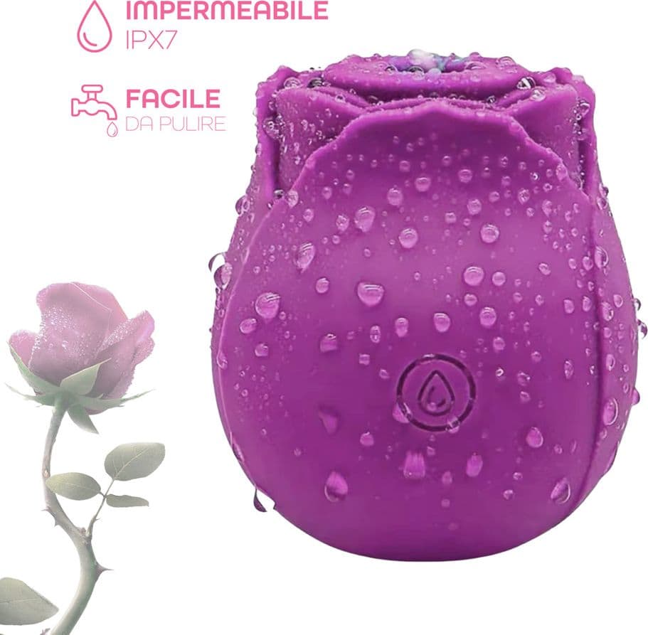 Succhia Clitoride Vibratore a Forma di Rosa Stimolatore con Suzione e Vibrazione - 16