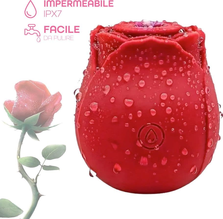 Succhia Clitoride Vibratore a Forma di Rosa Stimolatore con Suzione e Vibrazione - 4