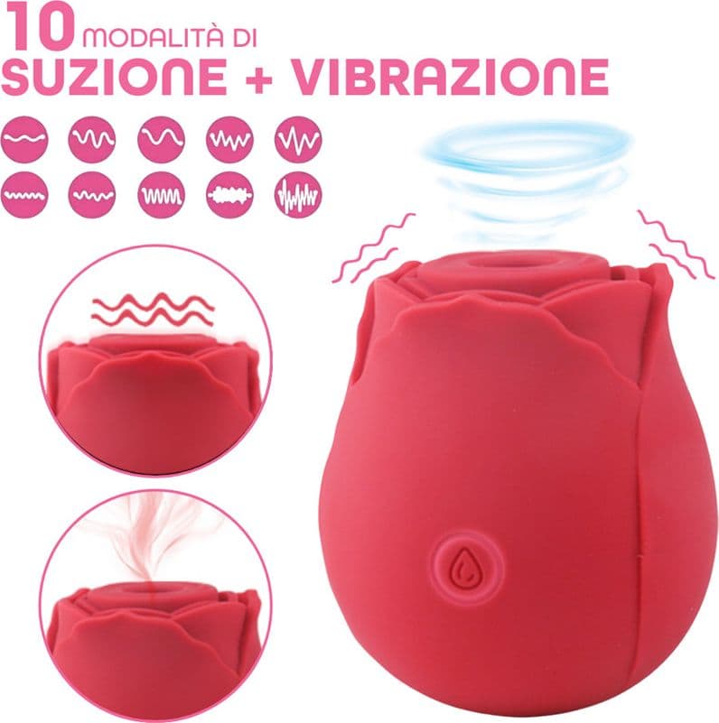Succhia Clitoride Vibratore a Forma di Rosa Stimolatore con Suzione e Vibrazione - 6