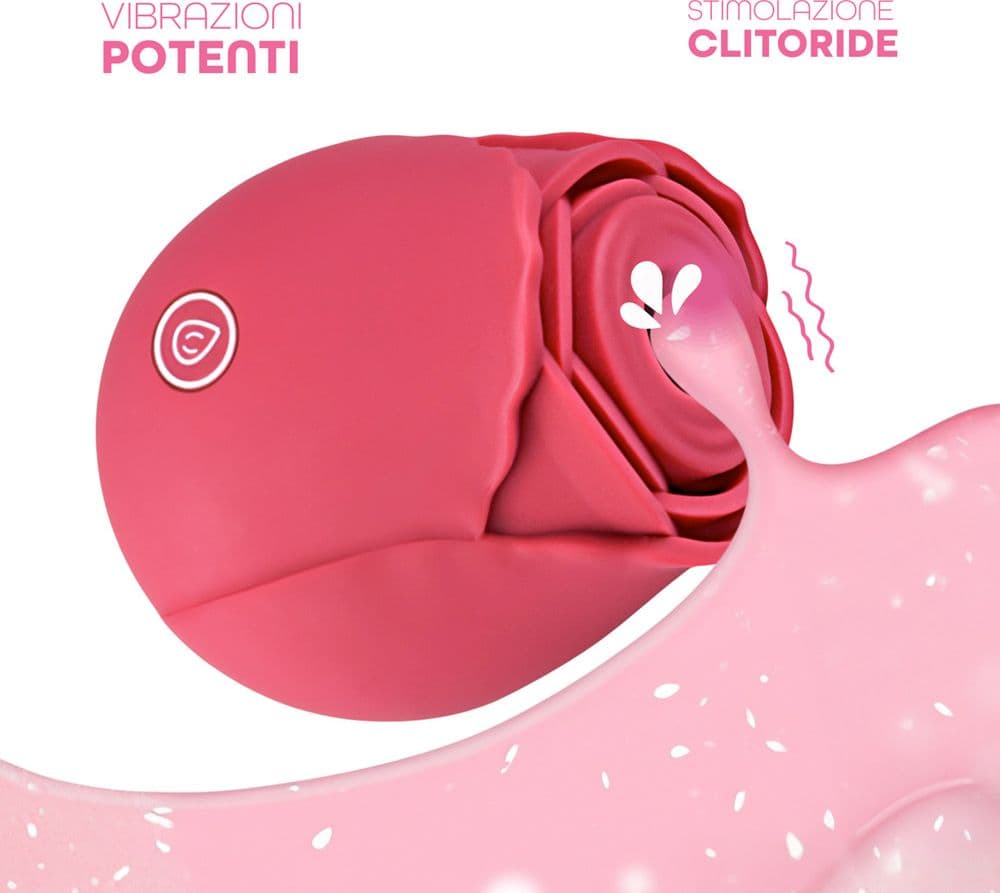 Succhia Clitoride Vibratore a Forma di Rosa Stimolatore con Suzione e Vibrazione - 7