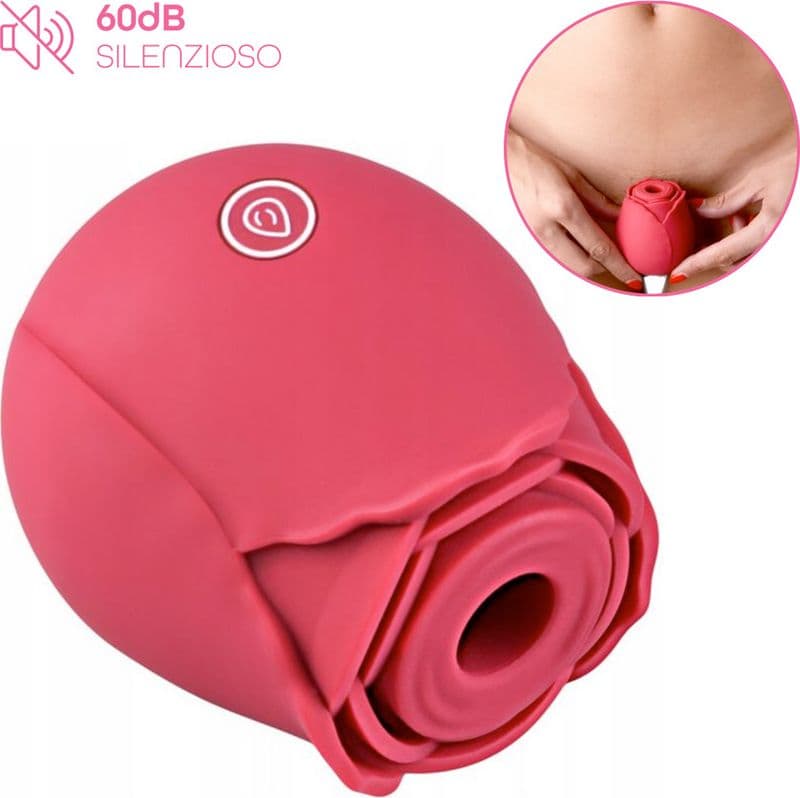 Succhia Clitoride Vibratore a Forma di Rosa Stimolatore con Suzione e Vibrazione - 8