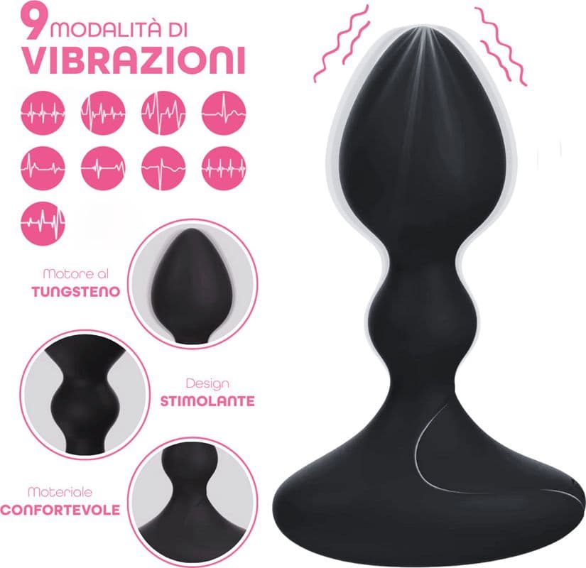 Vibratore Butt Plug Anale Vibrante con App in Silicone Morbido Stimolatore Smart - 7