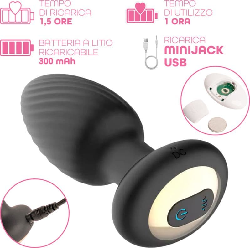 Plug Anale Vibrante e Rotante in Silicone con Telecomando Ricaricabile Sex Toy - 3