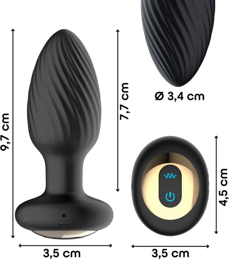 Plug Anale Vibrante e Rotante in Silicone con Telecomando Ricaricabile Sex Toy - 5