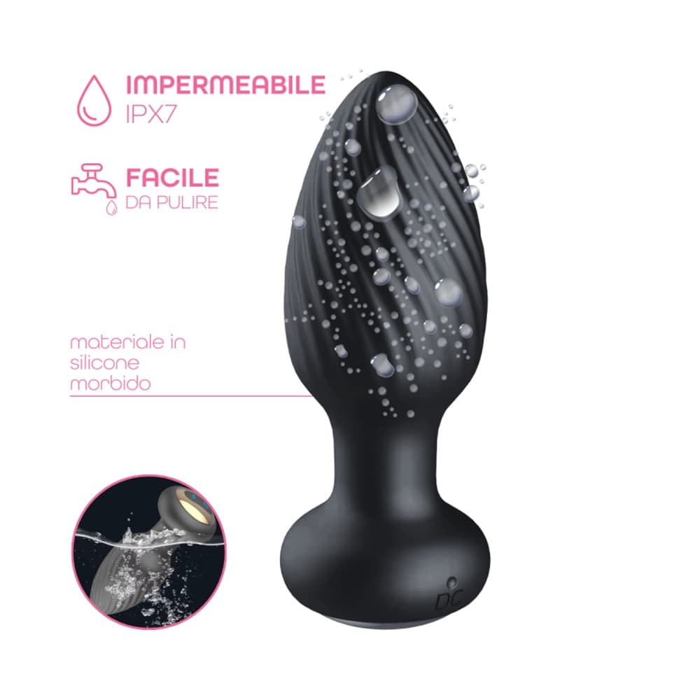 Plug Anale Vibrante e Rotante in Silicone con Telecomando Ricaricabile Sex Toy - 8