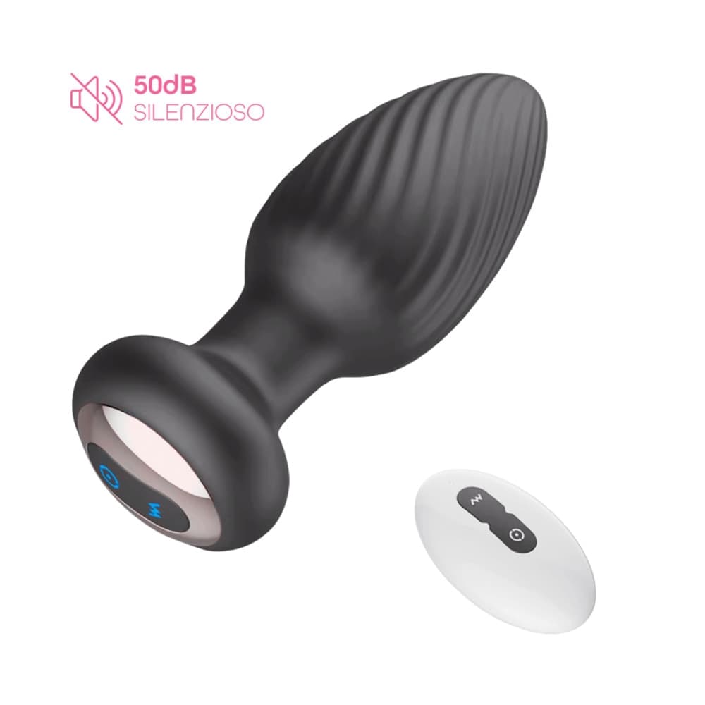 Plug Anale Vibrante e Rotante in Silicone con Telecomando Ricaricabile Sex Toy - 9