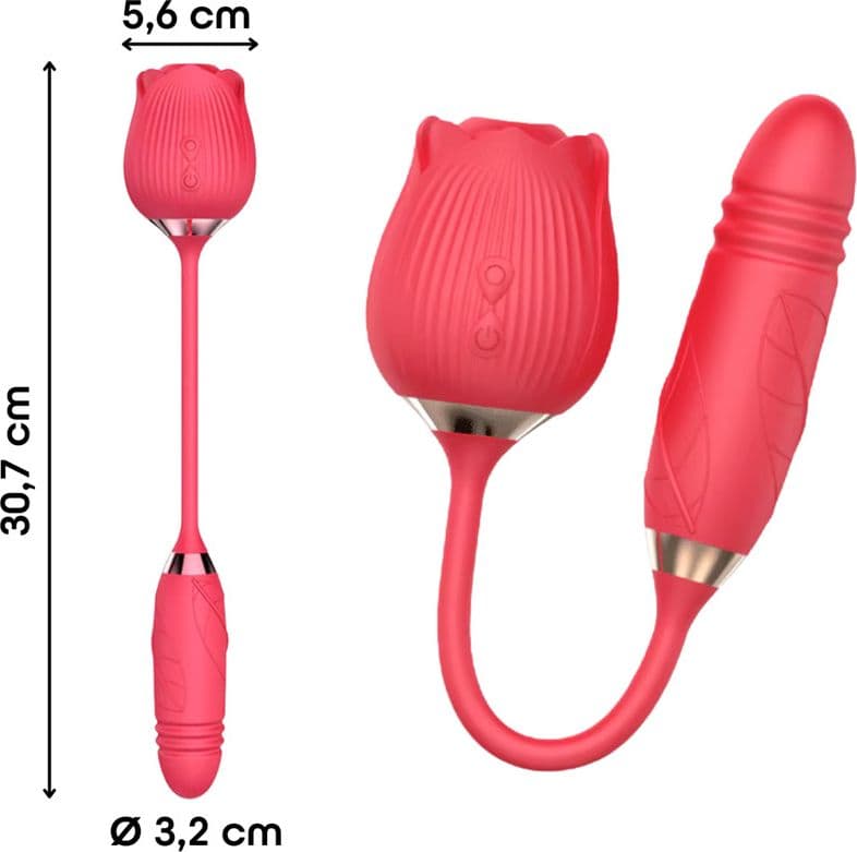Vibratore Succhia Clitoride e Punto G doppia Stimolazione con Dildo Telescopico - 2