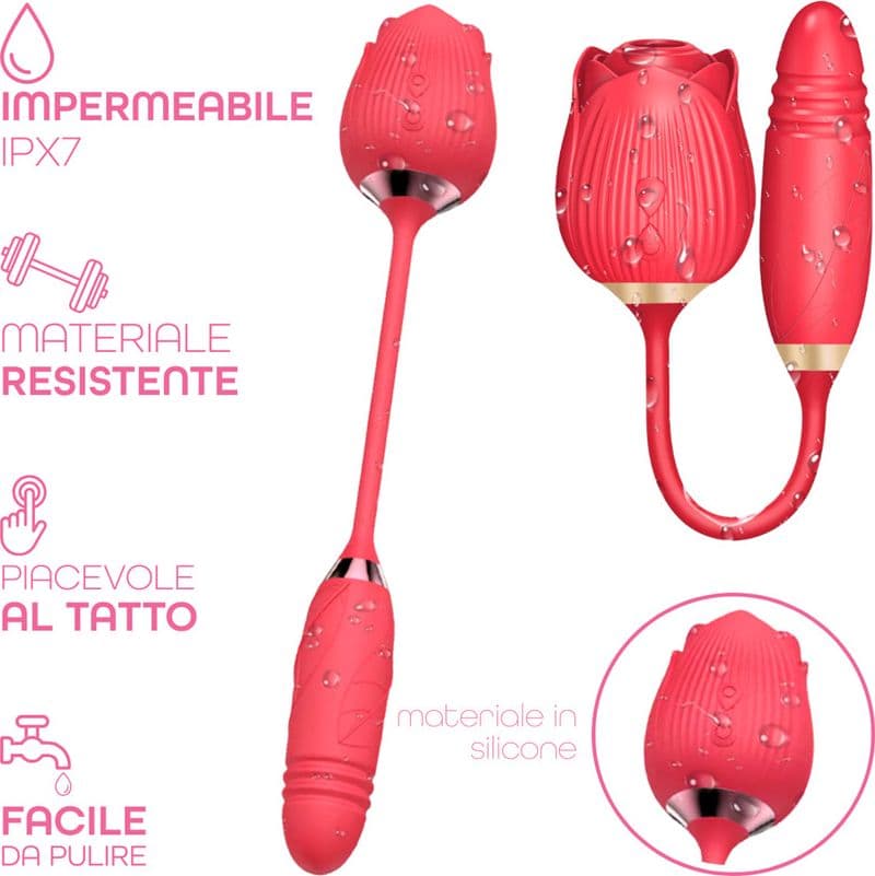 Vibratore Succhia Clitoride e Punto G doppia Stimolazione con Dildo Telescopico - 5