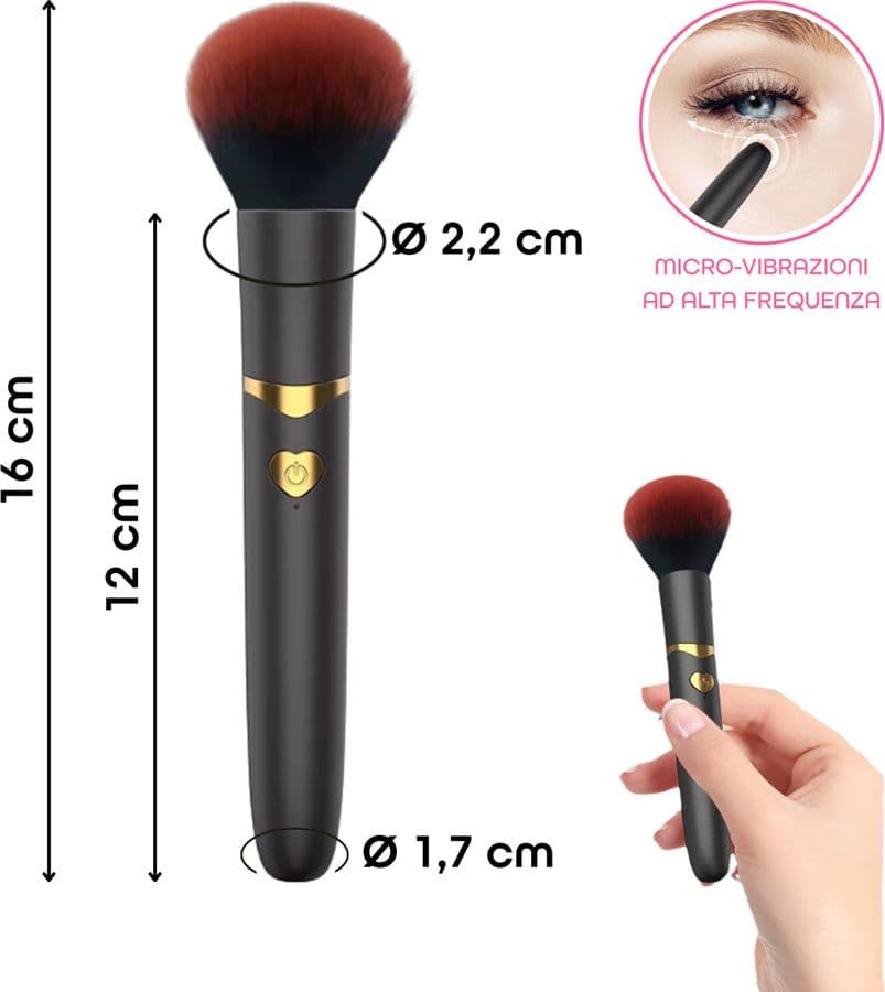 Vibratore a forma di Pennello Trucco con 10 Modalità di Vibrazioni Ricaricabile - 2