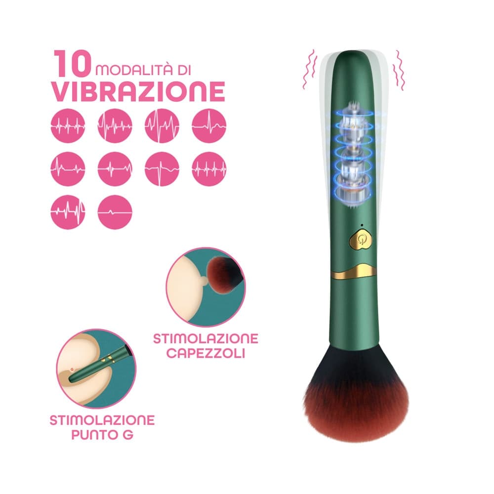 Vibratore a forma di Pennello Trucco con 10 Modalità di Vibrazioni Ricaricabile - 12