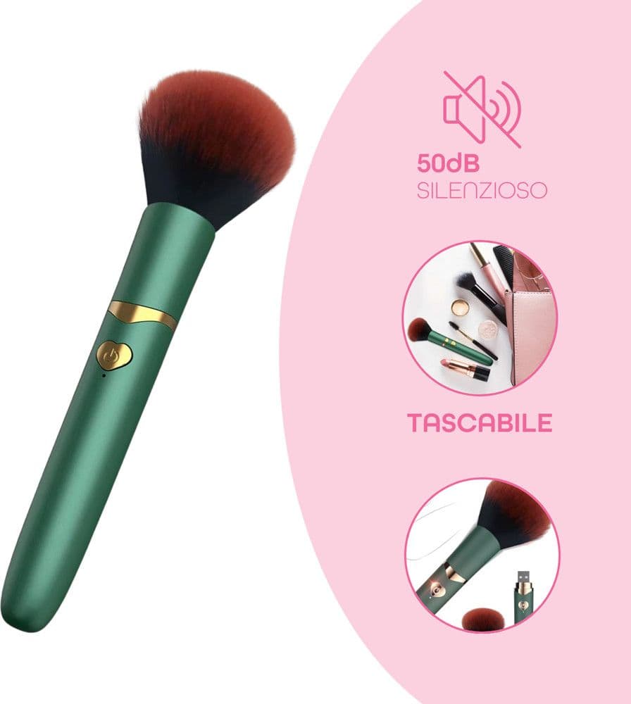 Vibratore a forma di Pennello Trucco con 10 Modalità di Vibrazioni Ricaricabile - 18