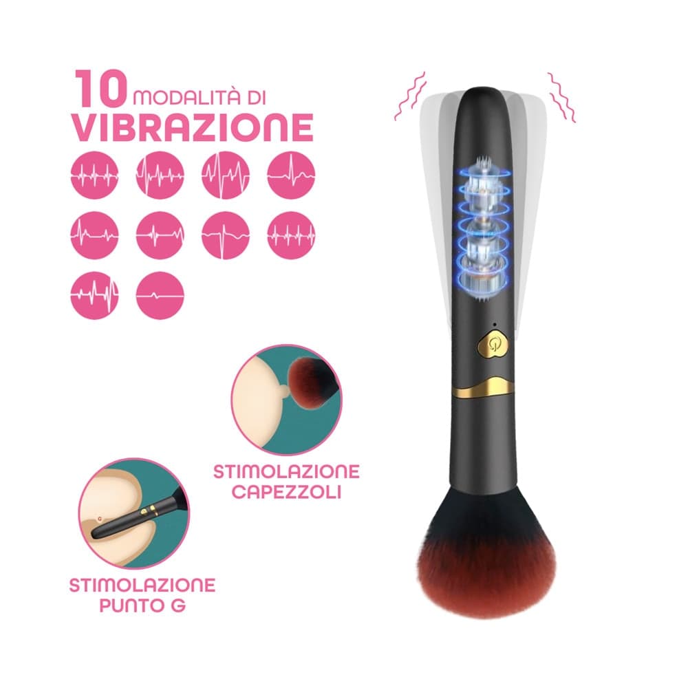 Vibratore a forma di Pennello Trucco con 10 Modalità di Vibrazioni Ricaricabile - 6