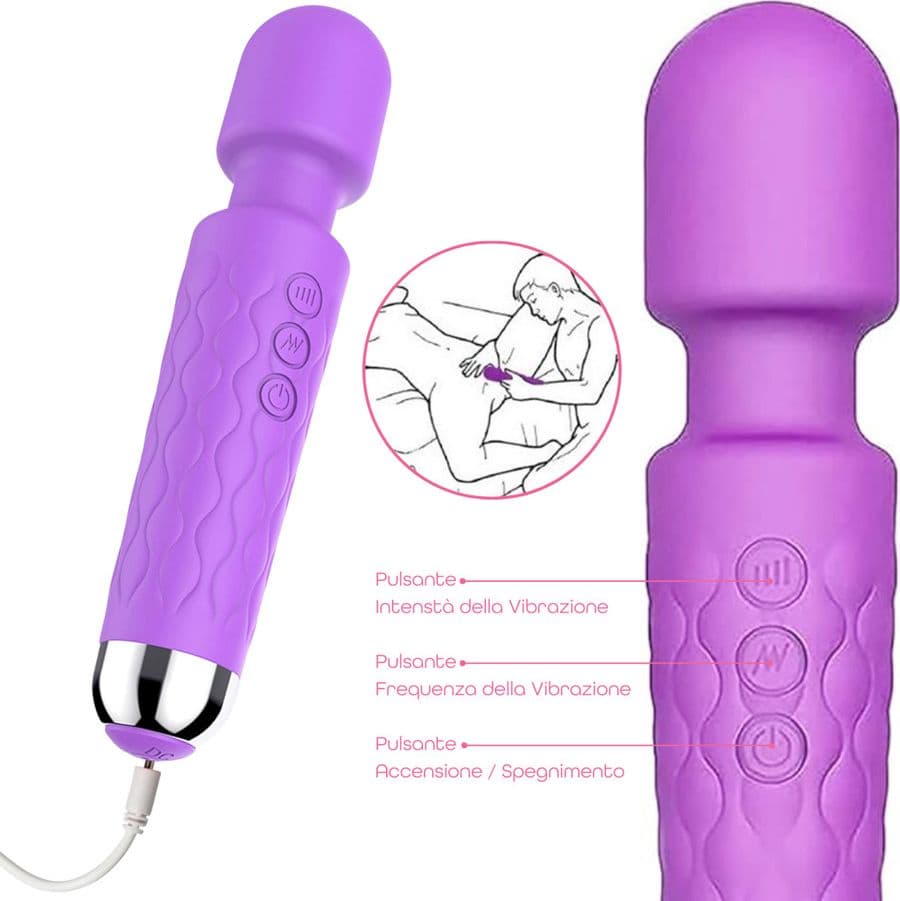 Wand Massager Massaggiatore Vibratore Ricaricabile in Silicone Sex Toy per Donna - 13