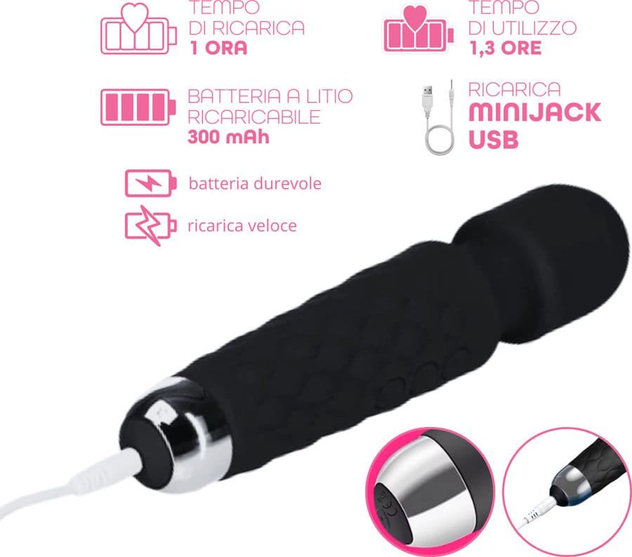 Wand Massager Massaggiatore Vibratore Ricaricabile in Silicone Sex Toy per Donna - 22