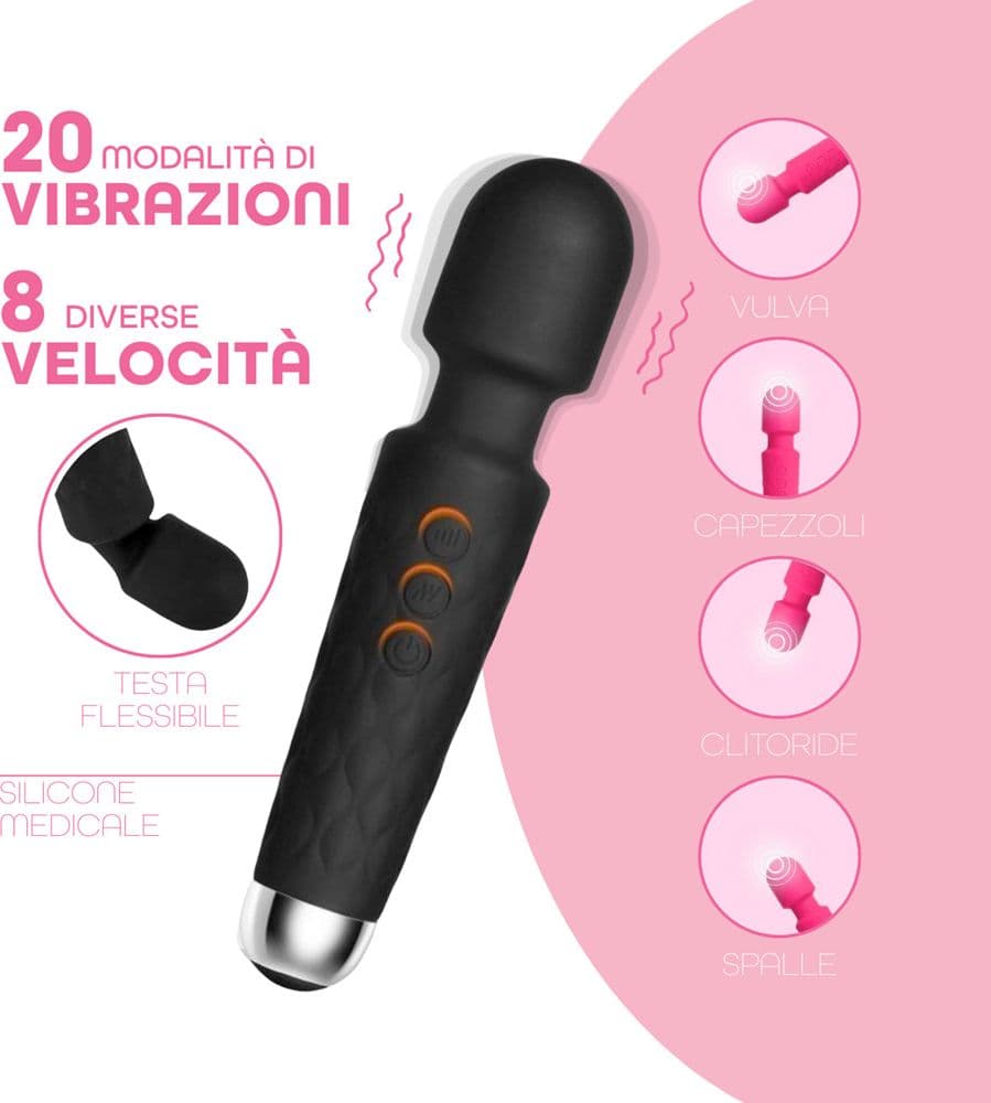 Wand Massager Massaggiatore Vibratore Ricaricabile in Silicone Sex Toy per Donna - 26