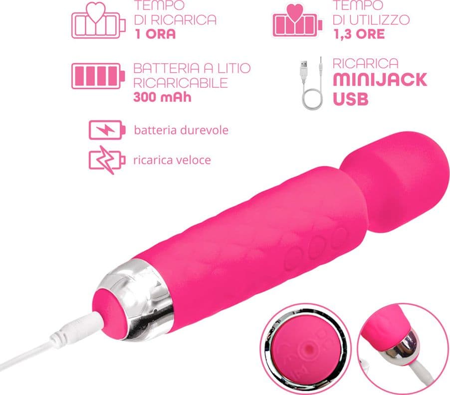 Wand Massager Massaggiatore Vibratore Ricaricabile in Silicone Sex Toy per Donna - 9