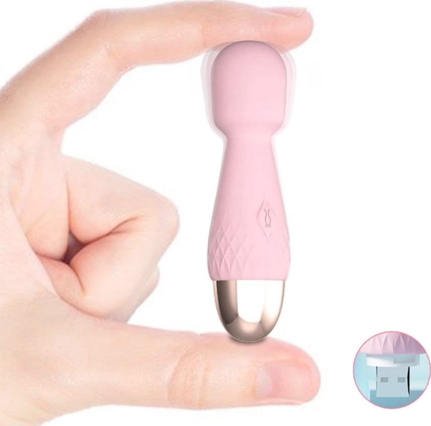 Mini Wand Massager in Silicone Morbido Massaggiatore Vibratore Clitorideo USB - 4