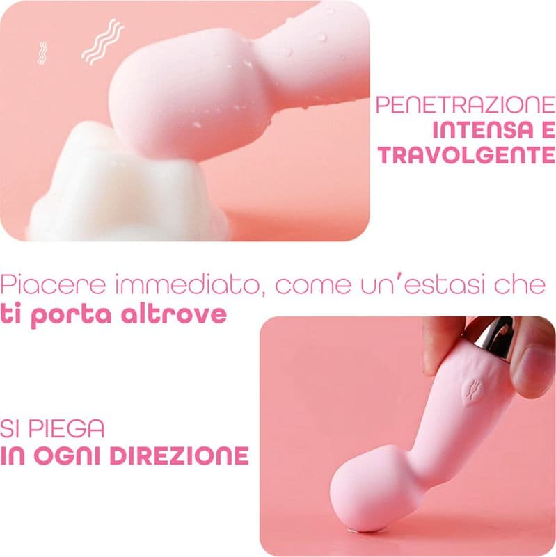 Mini Wand Massager in Silicone Morbido Massaggiatore Vibratore Clitorideo USB - 6